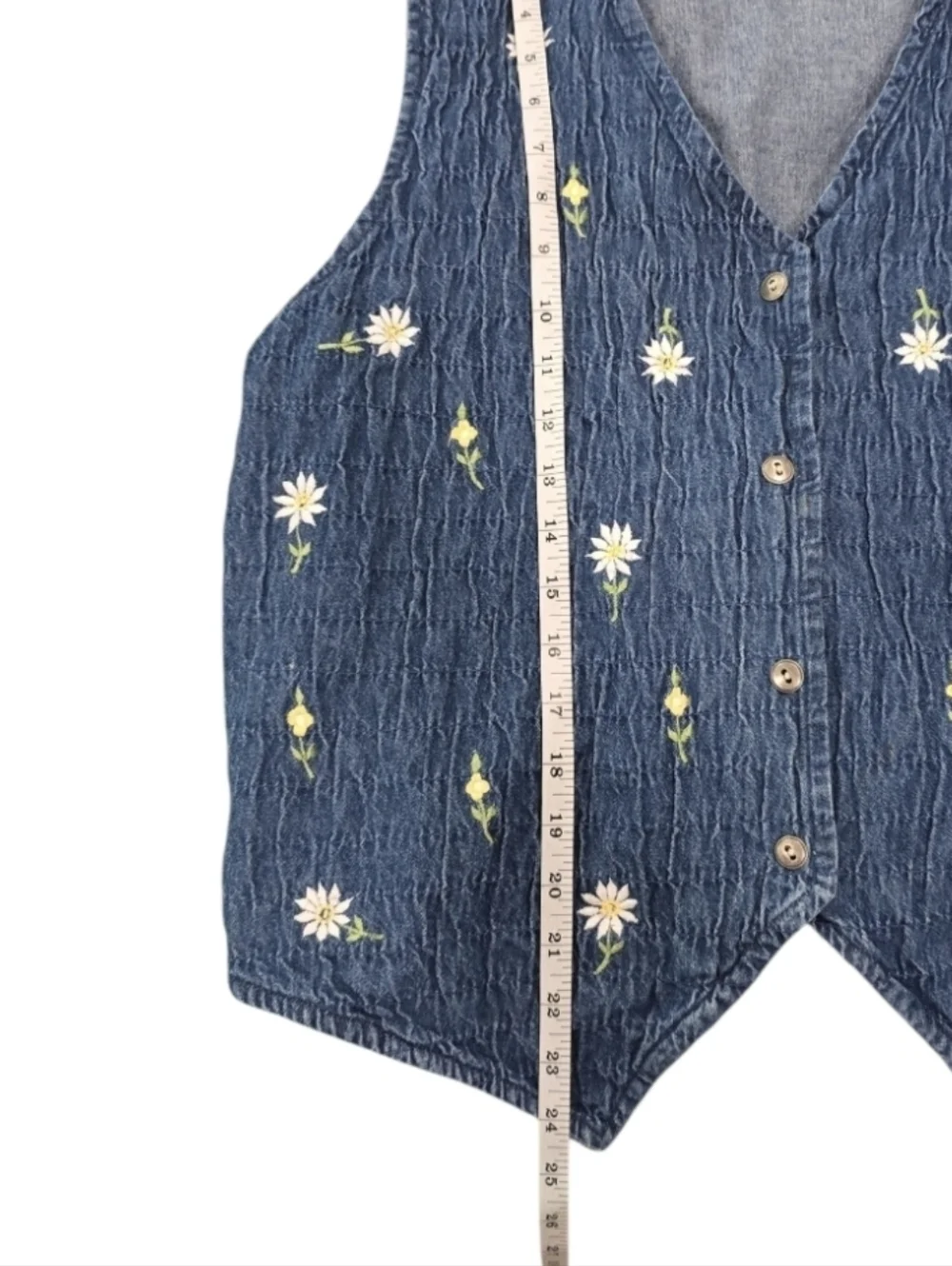 Vintage Bobbie Brooks Denim Cottagecore/Grannycore Floral Vest. Size Large - Picture 7 of 7